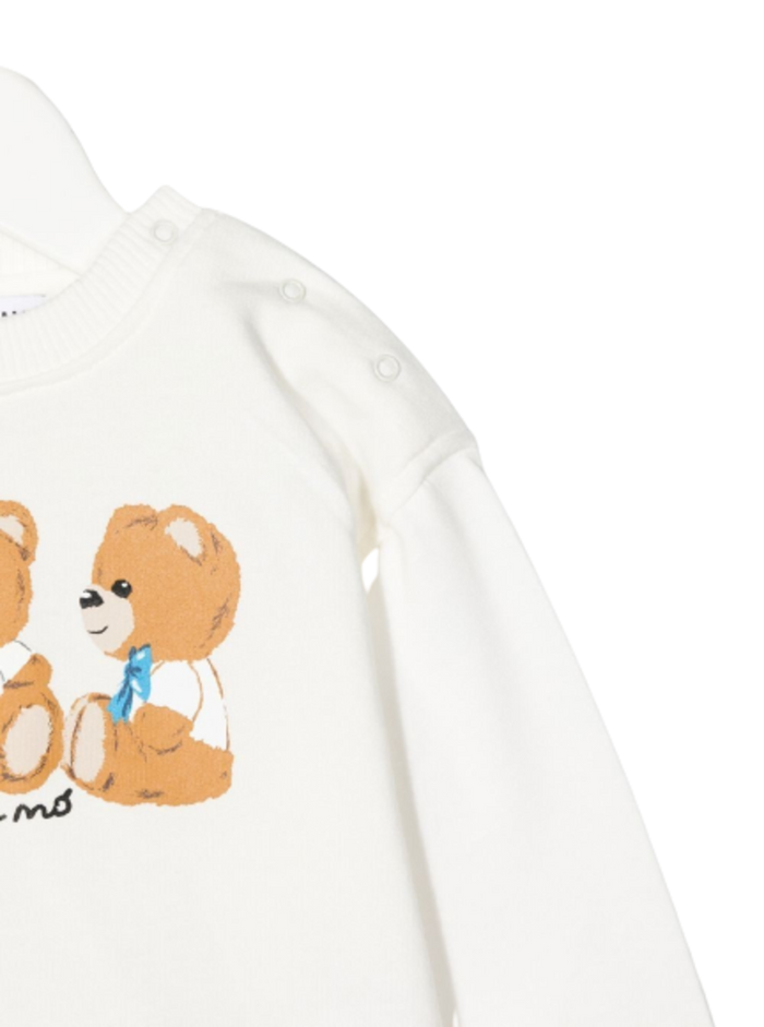 White Cotton Sweatshirt With Teddy Bear Print Moschino Kids Baby Boy Jersey