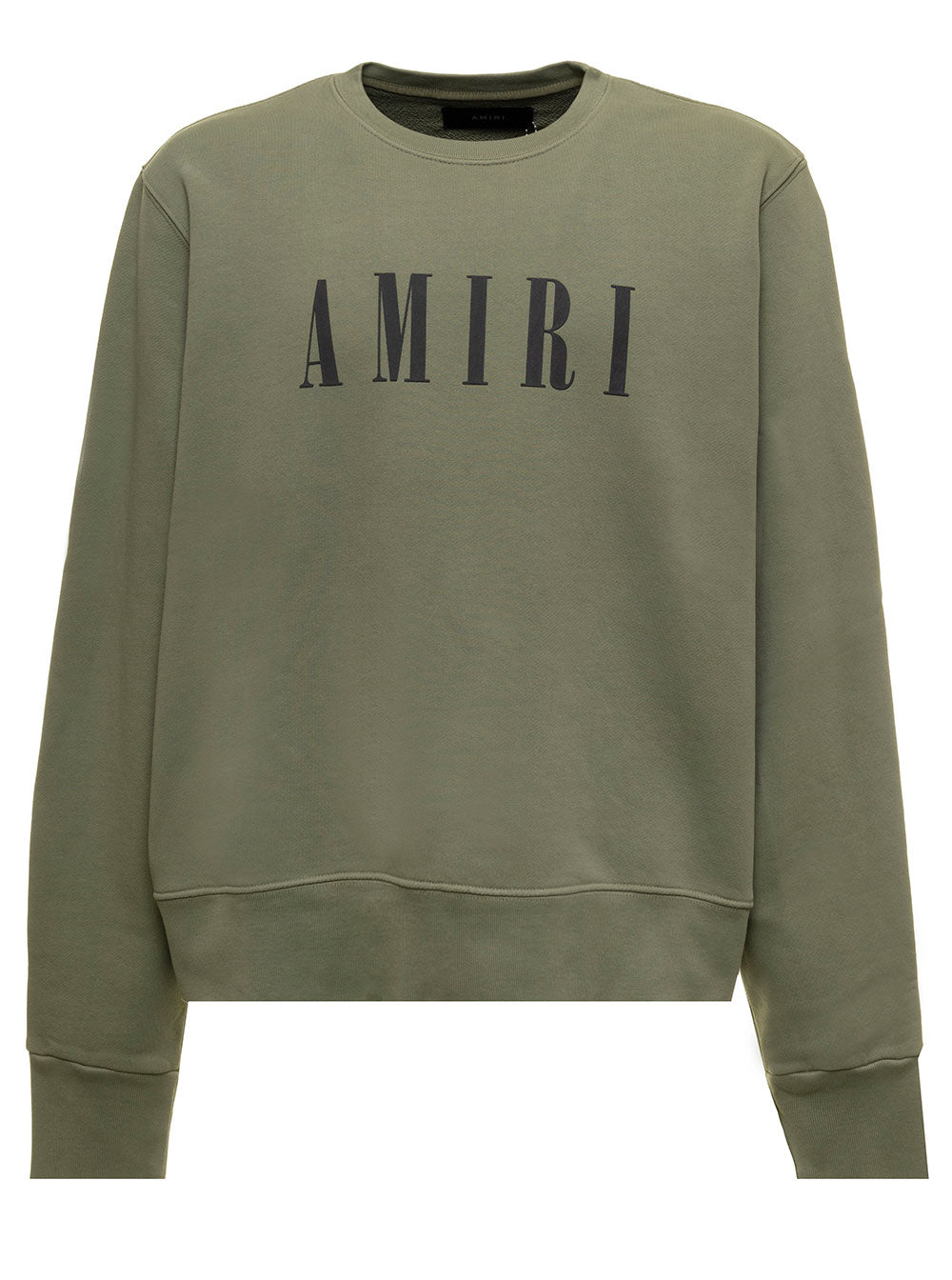 Green Cotton Crew Neck Sweatshirt With Logo Print Amiri Man Sweatshirts