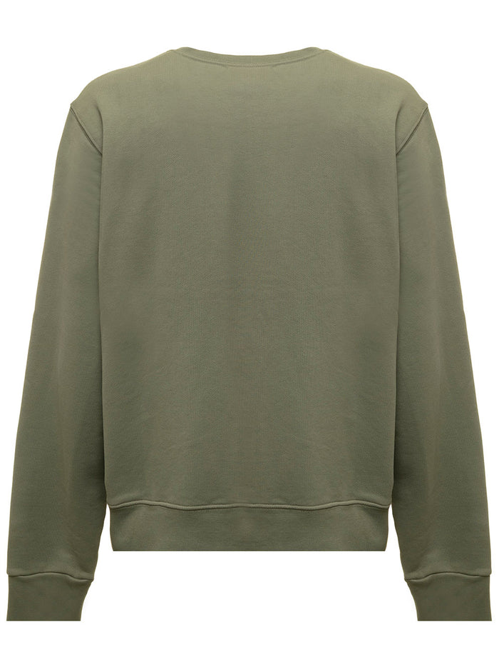Green Cotton Crew Neck Sweatshirt With Logo Print Amiri Man Sweatshirts