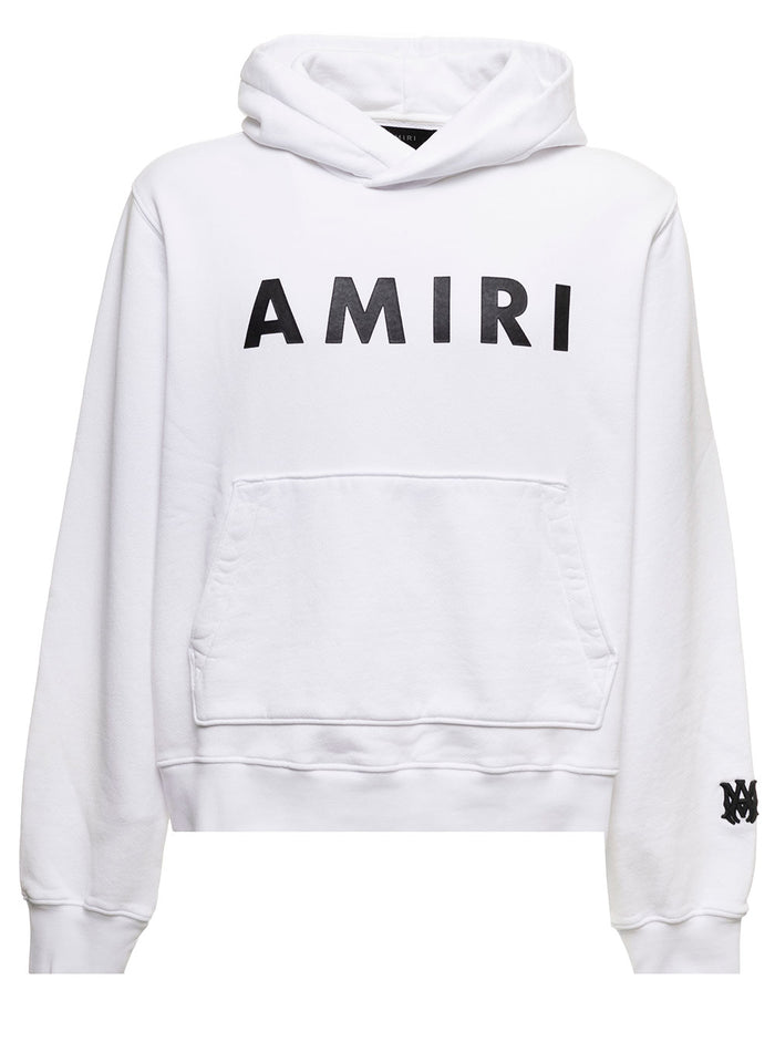 Army White Cotton Hoodie With Logo Amiri Man Sweatshirts