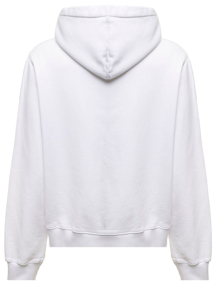 Army White Cotton Hoodie With Logo Amiri Man Sweatshirts