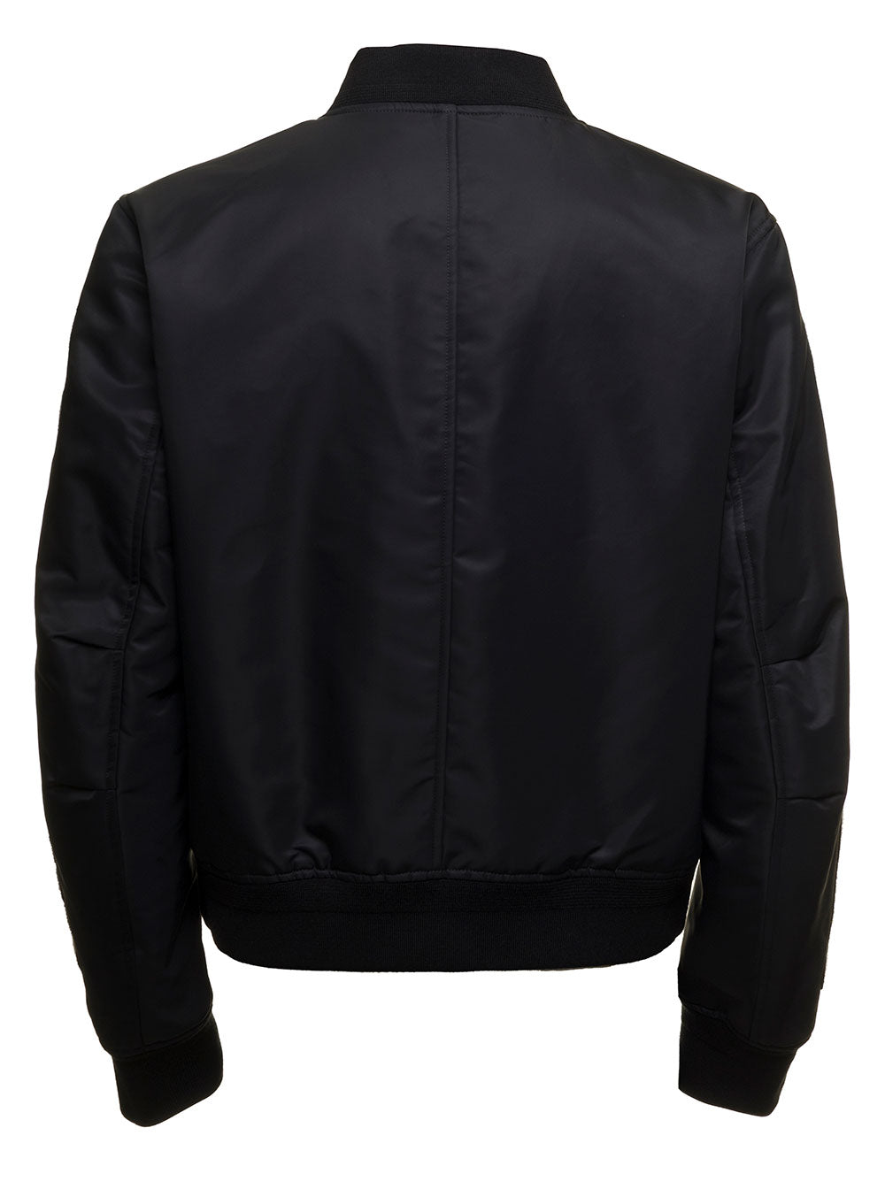 Bones Black Satin Bomber Jacket With Logo Amiri Man Nylon