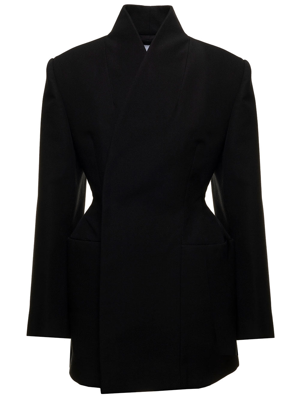 Hourglass Black Organic Wool Double Breasted Blazer Balenciaga Woman Blazers