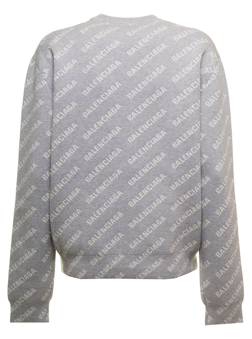 Trama Logo Grey Wool Sweatshirt Balenciaga Woman Cotton Polyester Virgin Sweatshirts