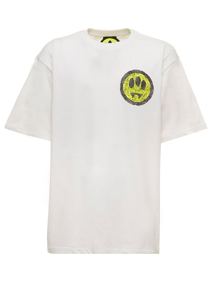 White Cotton T-Shit With Logo Print Barrow Man Tshirts And Polo Shirts