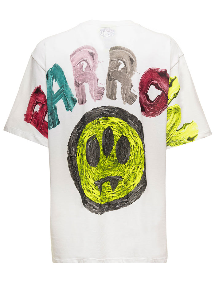 White Cotton T-Shit With Logo Print Barrow Man Tshirts And Polo Shirts