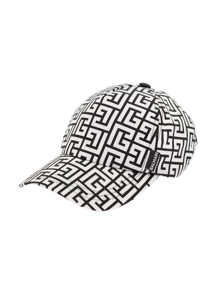 Monogram Black And White Nylon Hat Balmain Man Polyamide Gloves