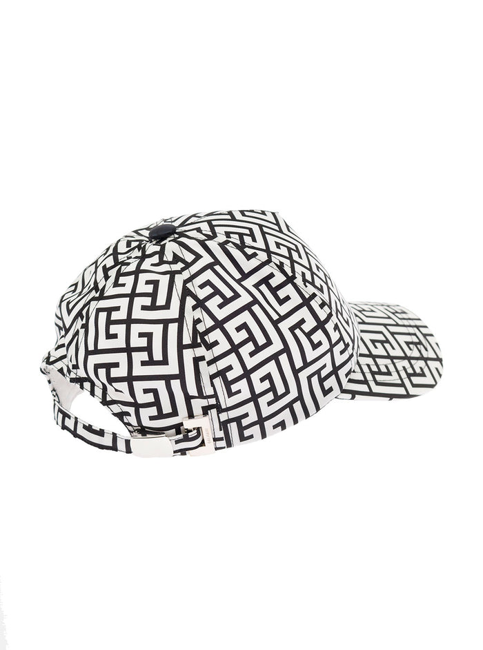 Monogram Black And White Nylon Hat Balmain Man Polyamide Gloves
