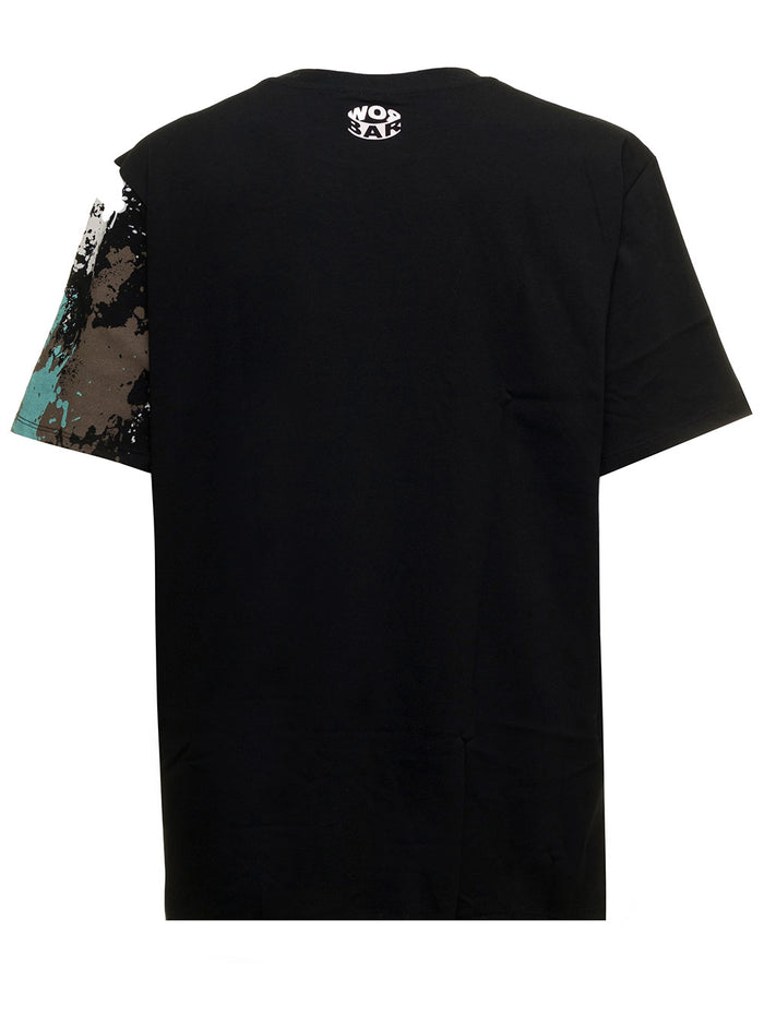 Multicolor Printed Jersey T-Shirt With Logo Barrow Man Black Cotton Tshirts And Polo Shirts