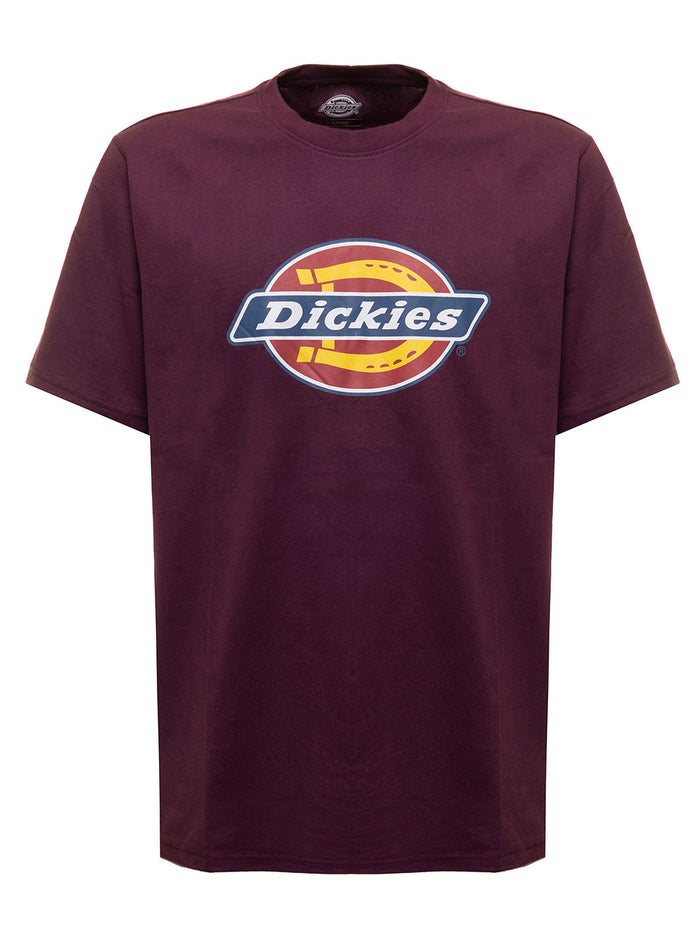 Burgundy Colored Cotton T-Shirt With Logo Print Dickies Man Violet Tshirts And Polo Shirts