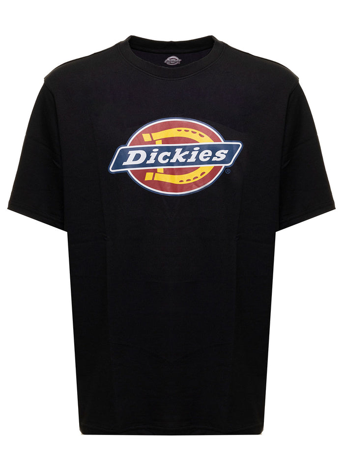 Black Cotton T-Shirt With Logo Print Dickies Man Tshirts And Polo Shirts