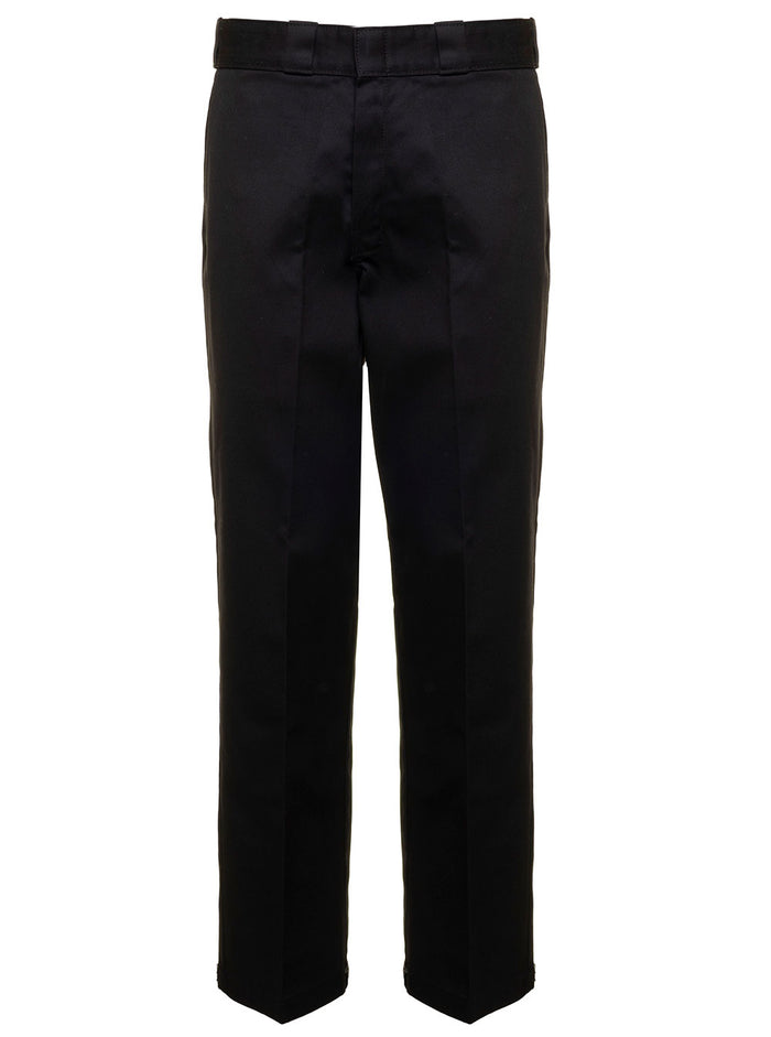 Black Cotton Tailored Pants With Logo Dickies Man Pl Co Trousers