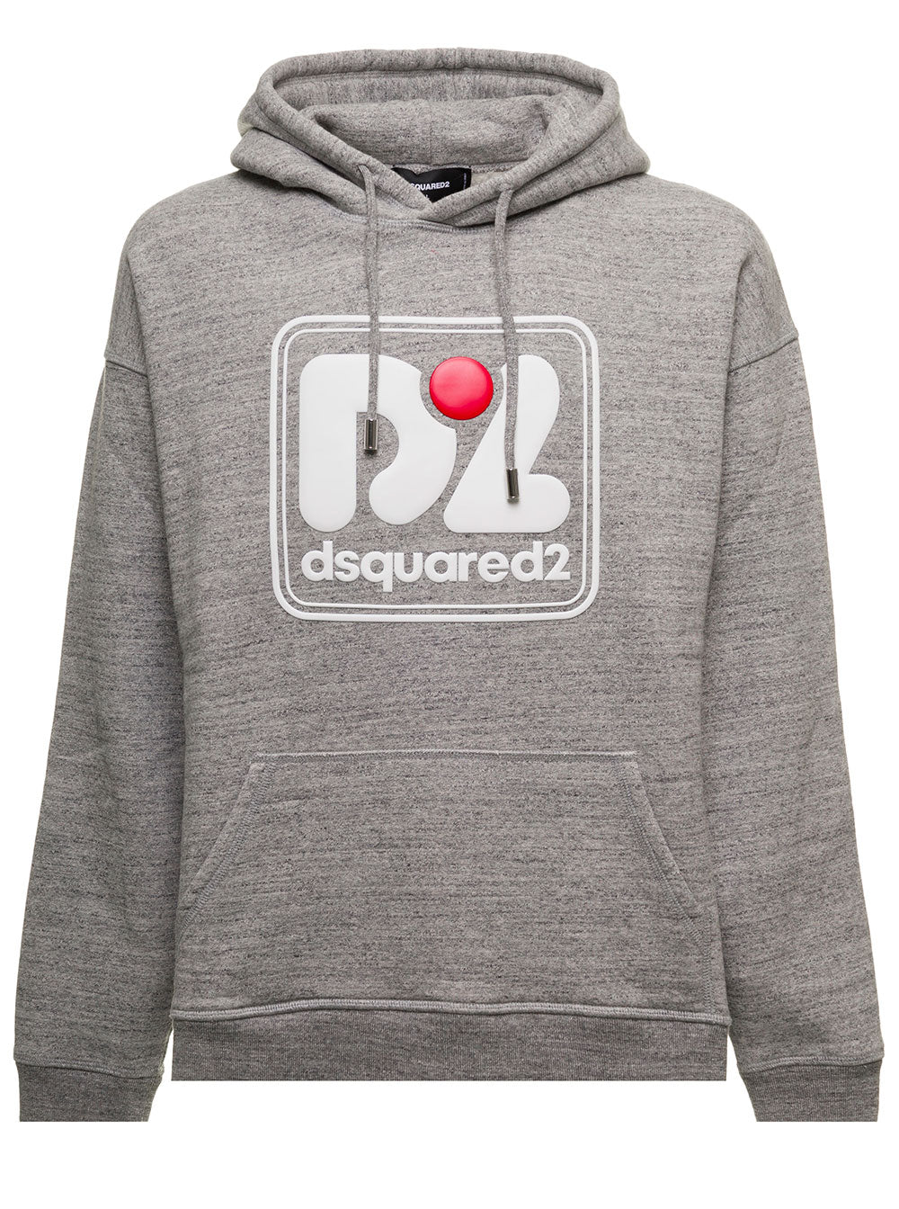 Melange Grey Cotton Hoodie With Logo D-Squared2 Man Sweatshirts