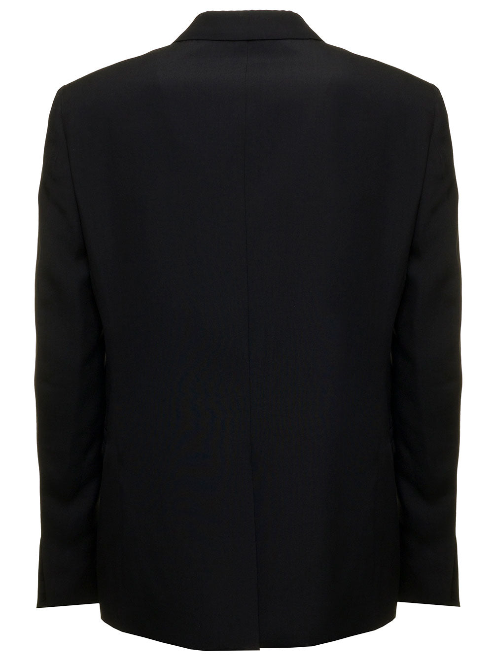 Slim Fit Black Wool Jacket With U-Lock Detail Man Blazers