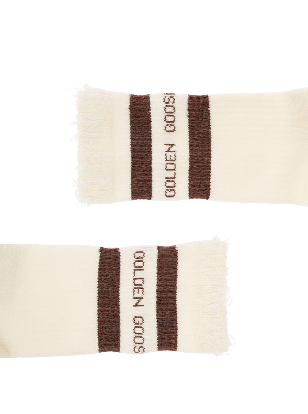 Ivory Colored And Bbrown Striped Cotton Socks Golden Goose Man White Polyamide Elastane Underwear