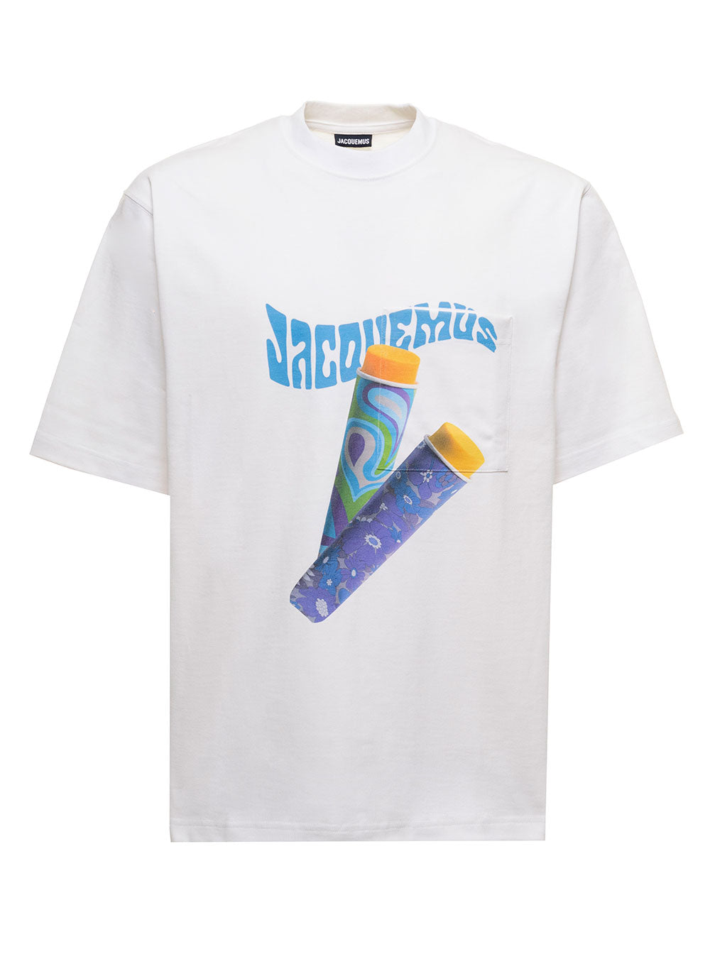 Le T-Shit Paisley White Cotton T-Shirt Jacquemus Man Tshirts And Polo Shirts
