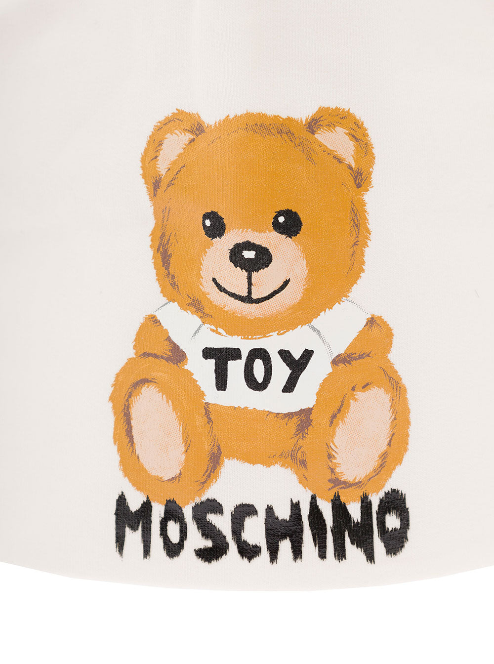 White Cotton Cap With Teddy Bear Print Moschino Kids Boy Elastane Hats And Gloves