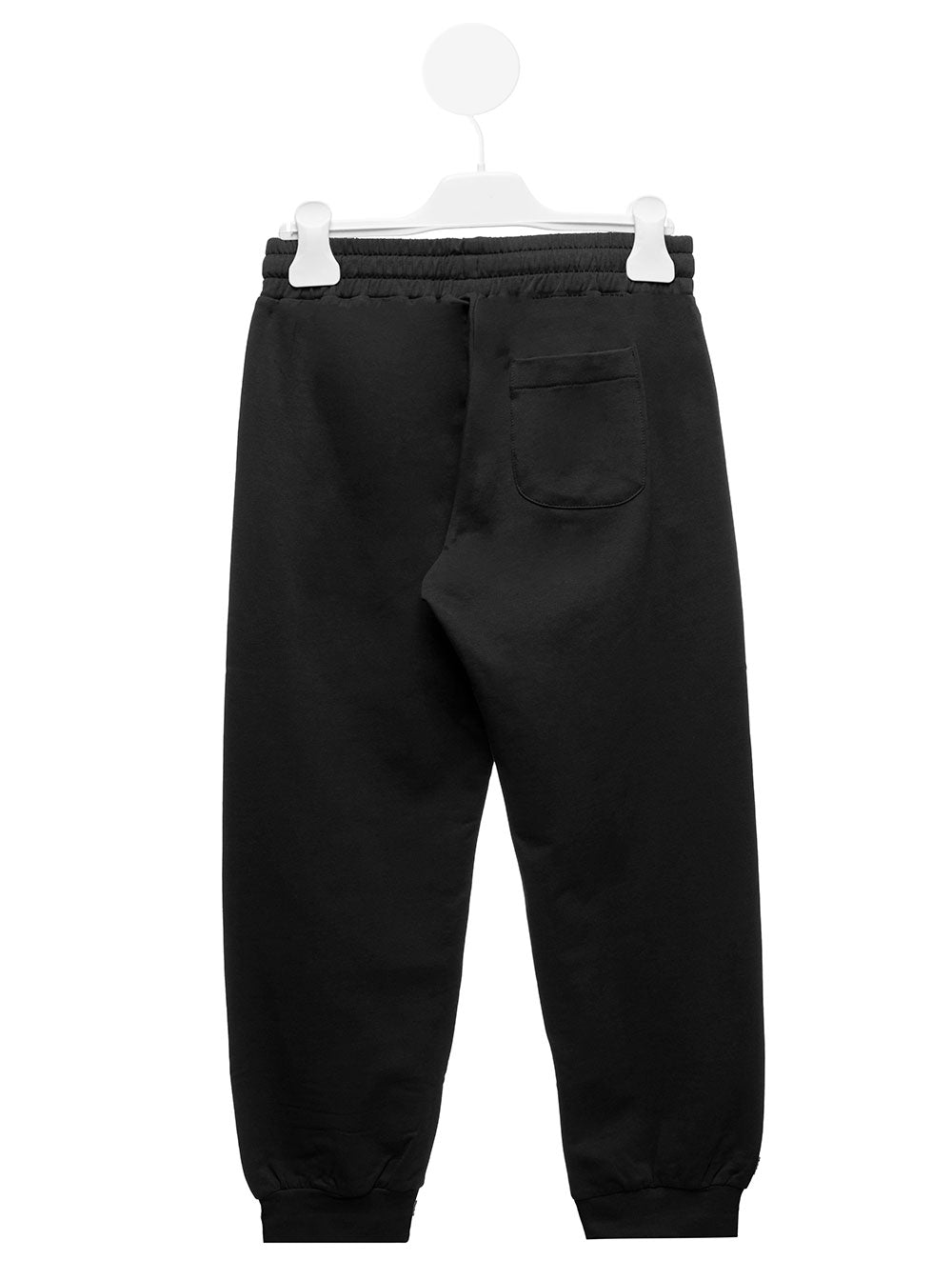 Black Cotton Jogger With Teddy Bear Print Moschino Kids Boy Elastane Trousers
