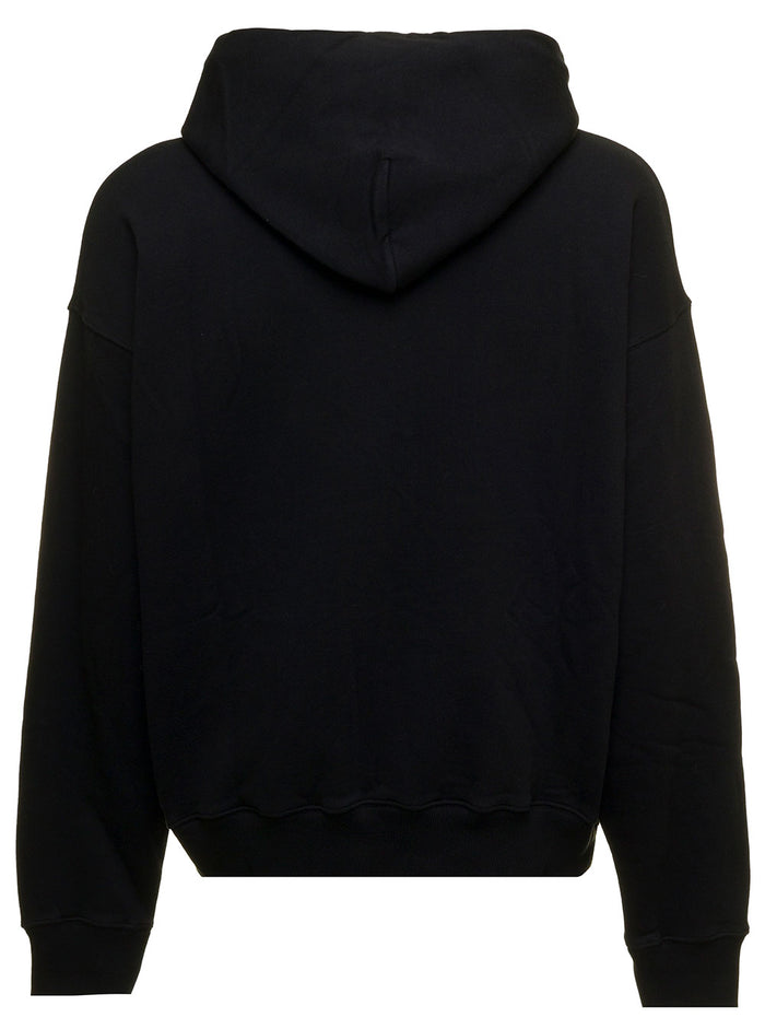 Black Cotton T-Shirt With Spray Helv Over Skate Print Off White Man Sweatshirts