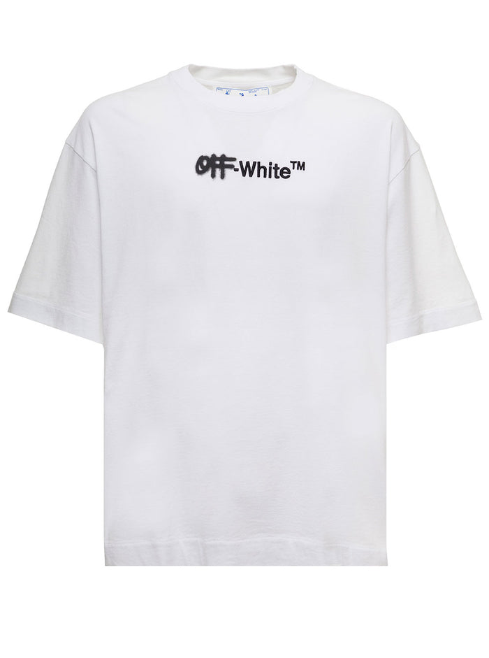 White Cotton T-Shirt With Spray Helv Over Skate Print Off Man Tshirts And Polo Shirts