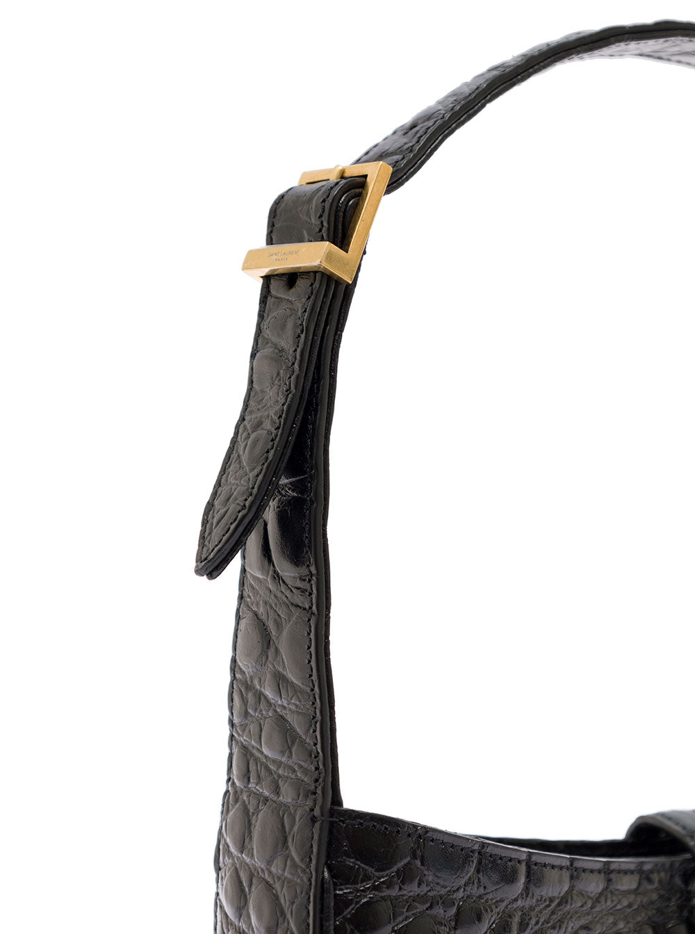 Le 5 À 7 Hobo Blaxck Crocodile Printed Leather Shoulder Bag Saint Laurent Woman Black Calf