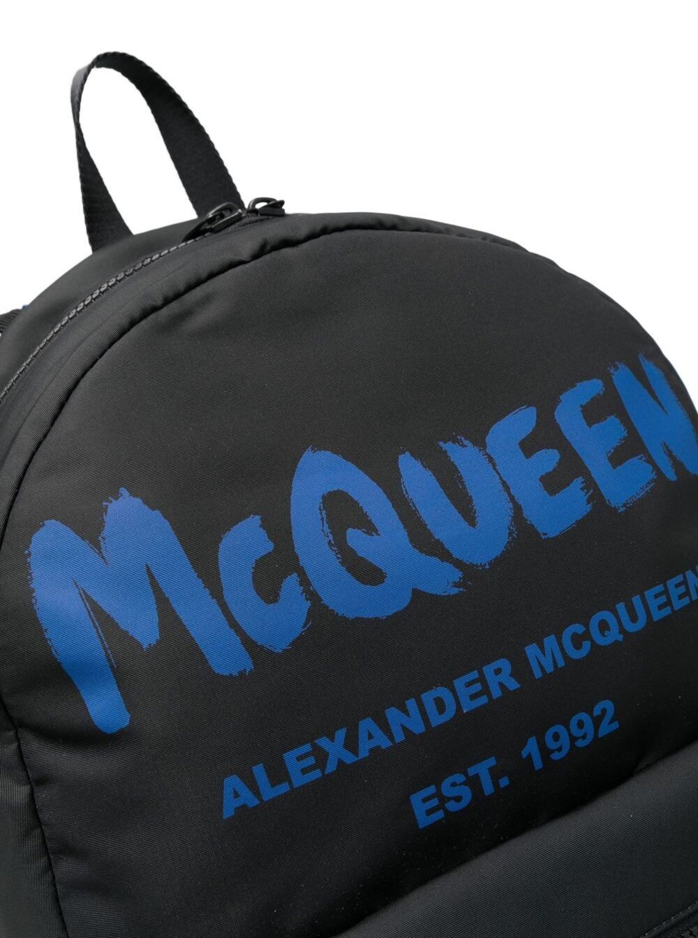 Zaino Metropolitan Nylon Nero Con Stampa Logo Uomo Alexander Mcqueen Black Calf Backpacks And Belt Bags