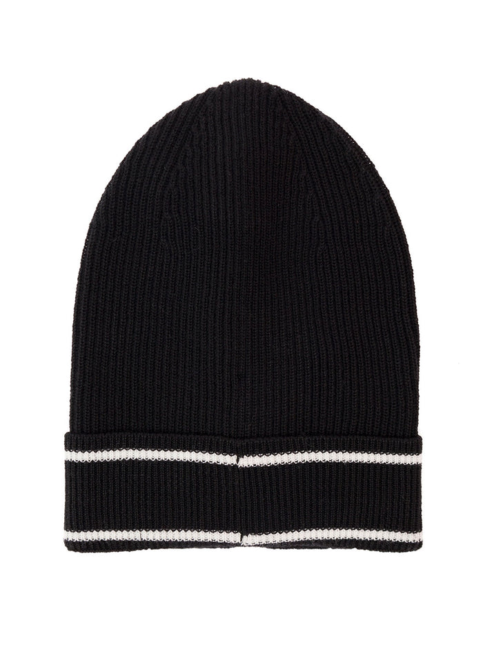 Black And White Merino Wool Hat With Logo Balmain Man Merinos Gloves