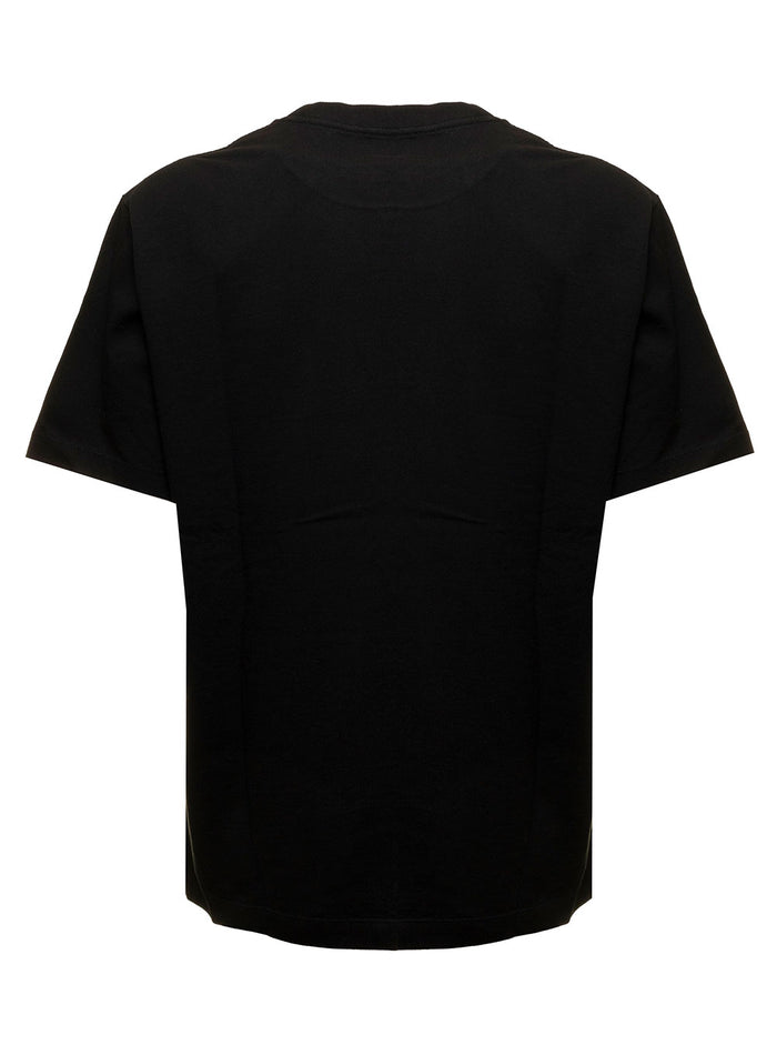 Black Cotton T-Shirt With Embroidered Crest Logo Kenzo Man Tshirts And Polo Shirts