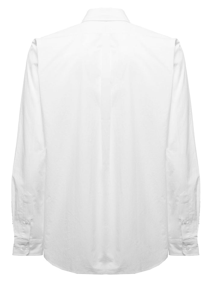 White Cotton Poplin Shirt With Embroidered Crest Logo Kenzo Man And Blouses
