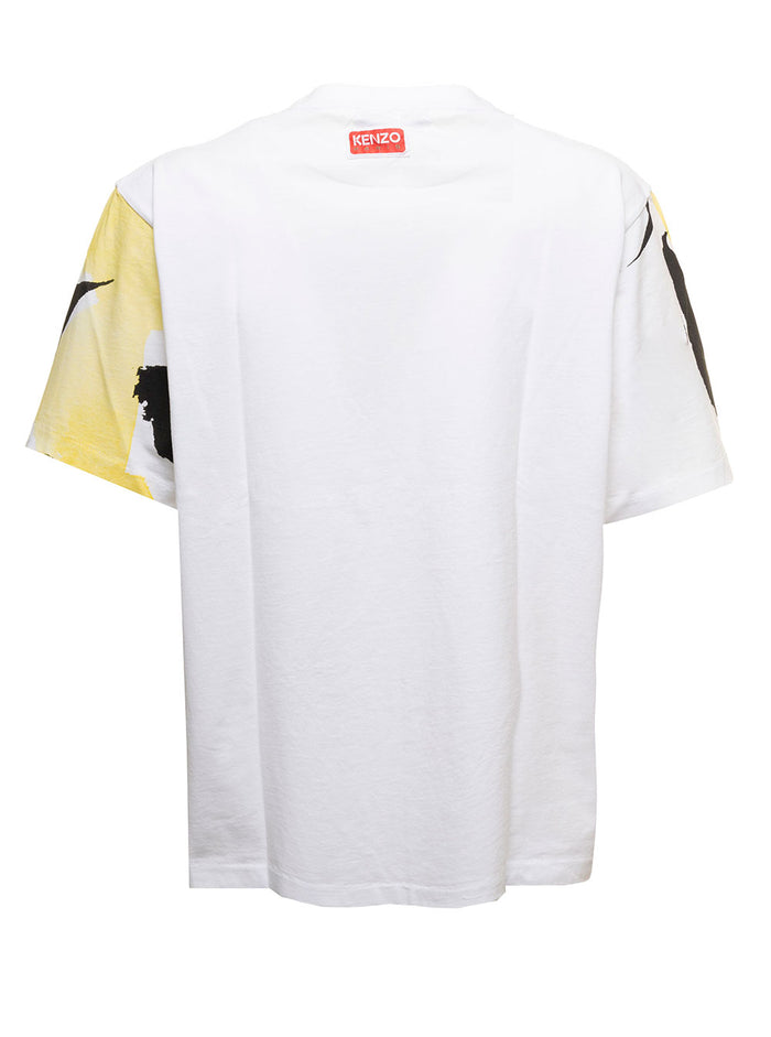 Multicolor Cotton T-Shirt With Seasonal Graphic Print Kenzo Man White Tshirts And Polo Shirts