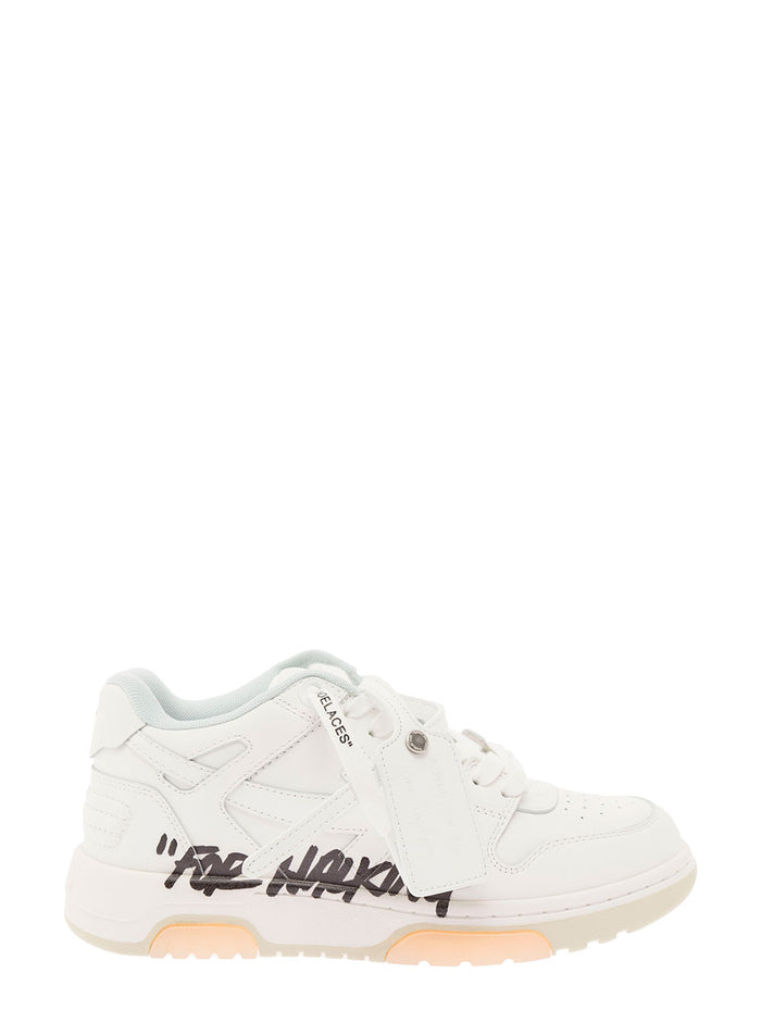 Out Of Office For Walking White Leather Sneakers Off Woman Calf