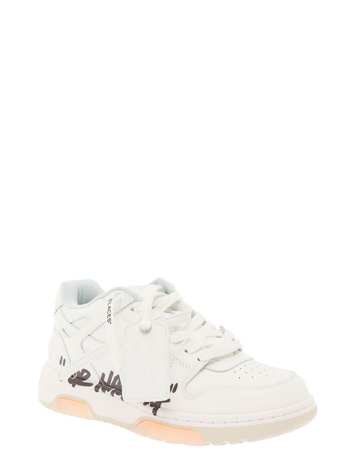 Out Of Office For Walking White Leather Sneakers Off Woman Calf
