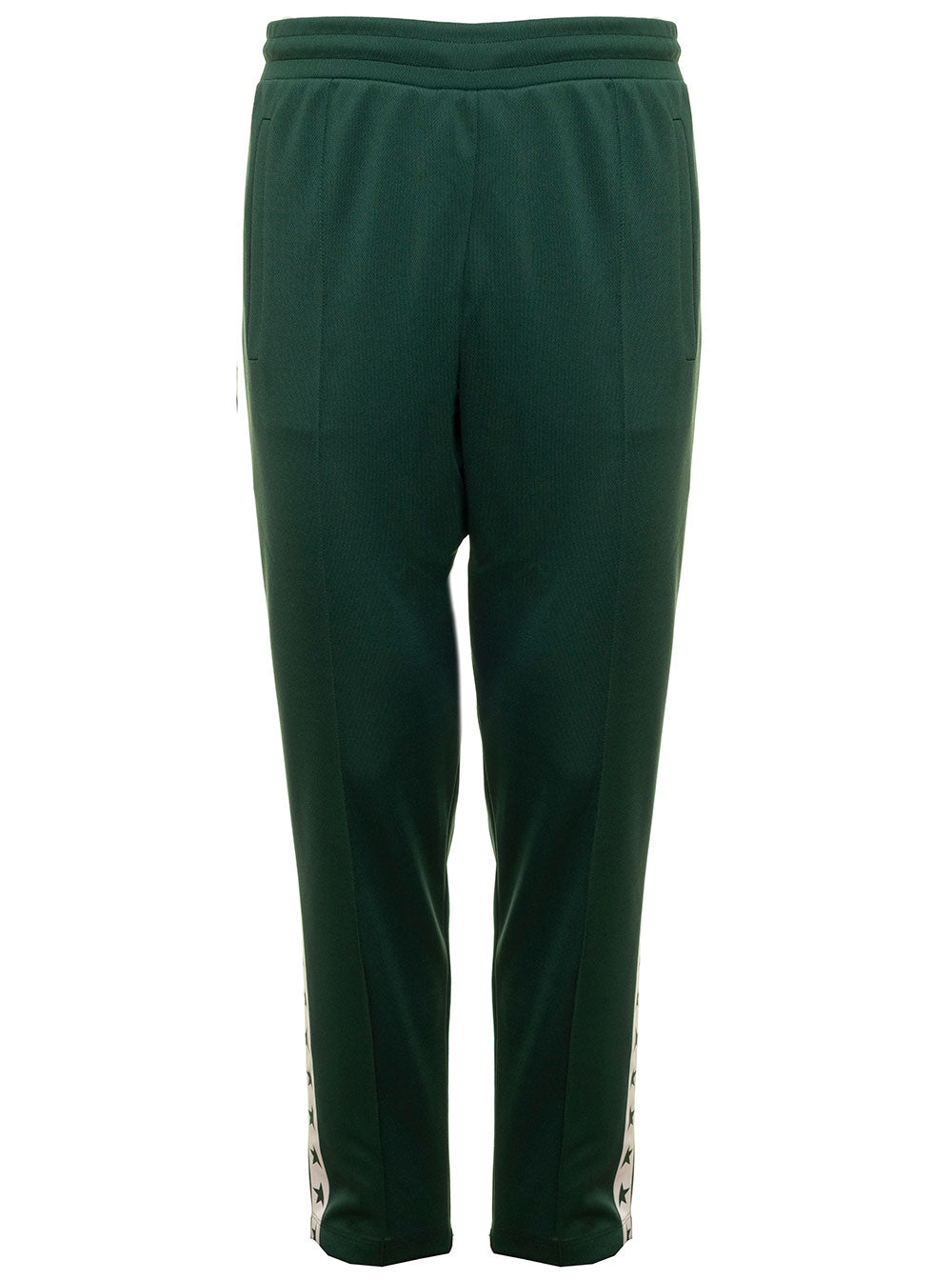 Green Technical Fabric Track Joggers With Logo Golden Goose Man Polyester Trousers