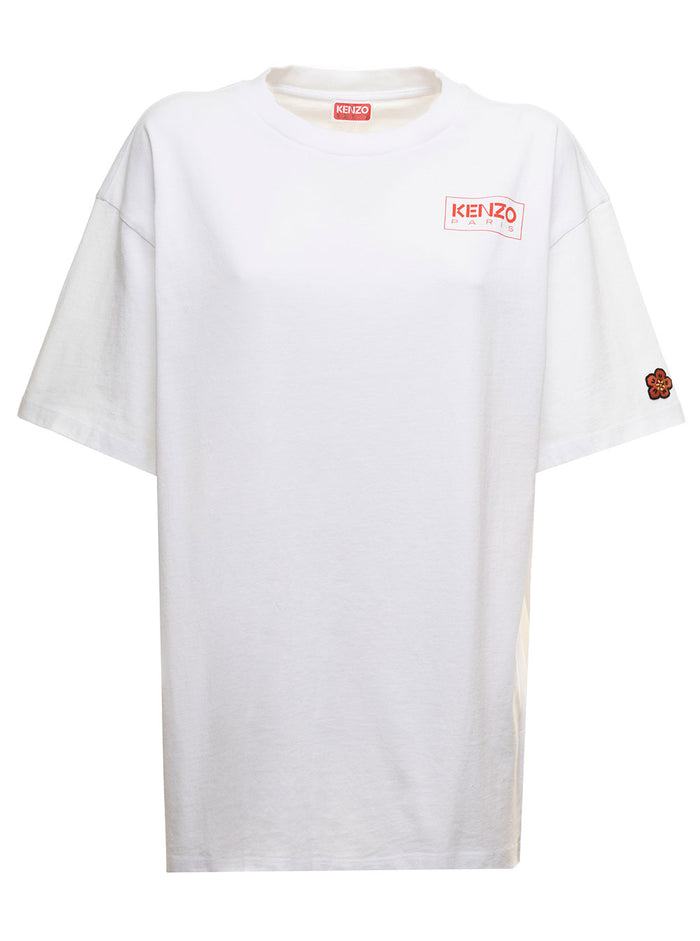 Paris White Cotton Oversize T-Shirt With Logo Kenzo Woman Tshirts And Polo Shirts