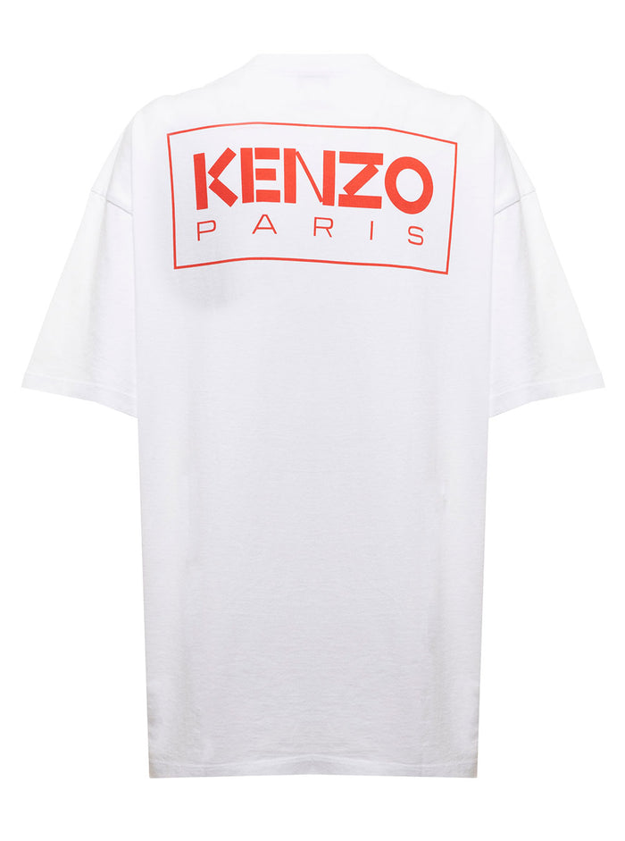 Paris White Cotton Oversize T-Shirt With Logo Kenzo Woman Tshirts And Polo Shirts