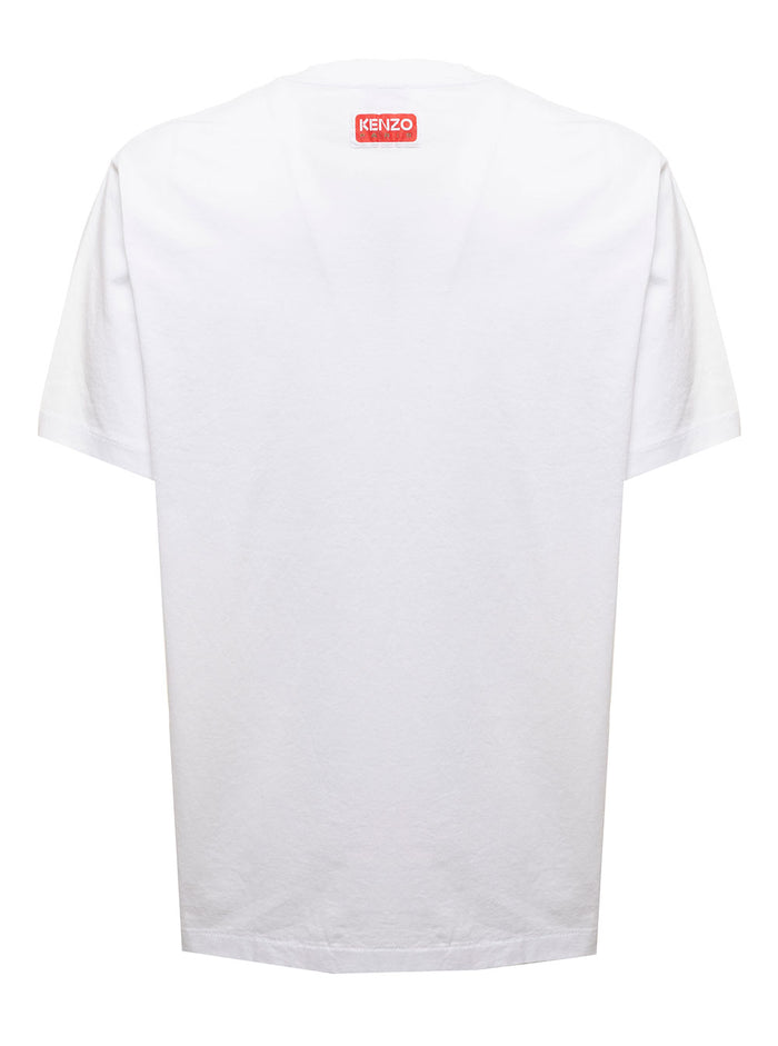 White T-Shirt Jersey With Broke Flower Print Kenzo Man Cotton Tshirts And Polo Shirts