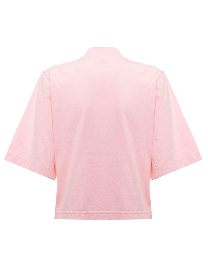 Pink Cotton Cropped Bear Loose T-Shirt Palm Angels Woman Tshirts And Polo Shirts