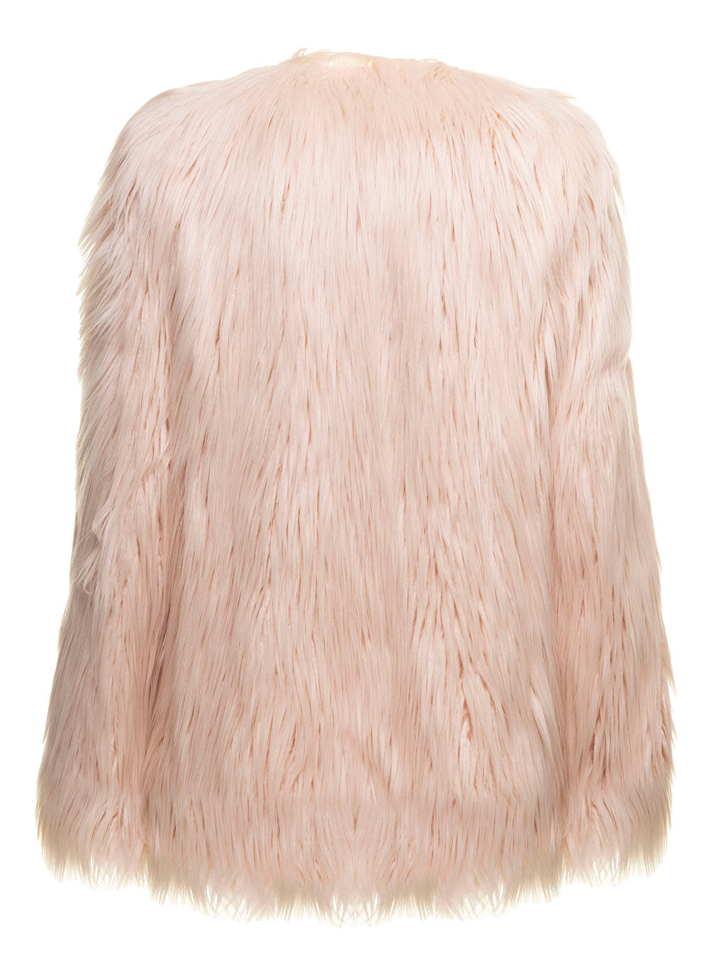 Pink Crew Neck Eco Fur Twin Set Woman Modacrylic Acrylic Polyester Shearling Jackets And Furs