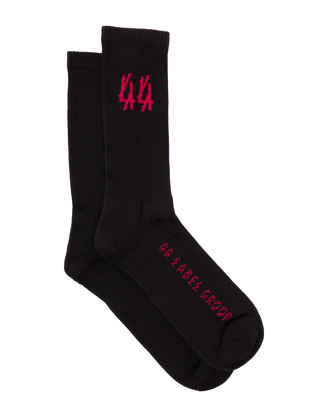 Black Cotton Socks With Logo 44 Label Group Man Polyamide Elastane Underwear