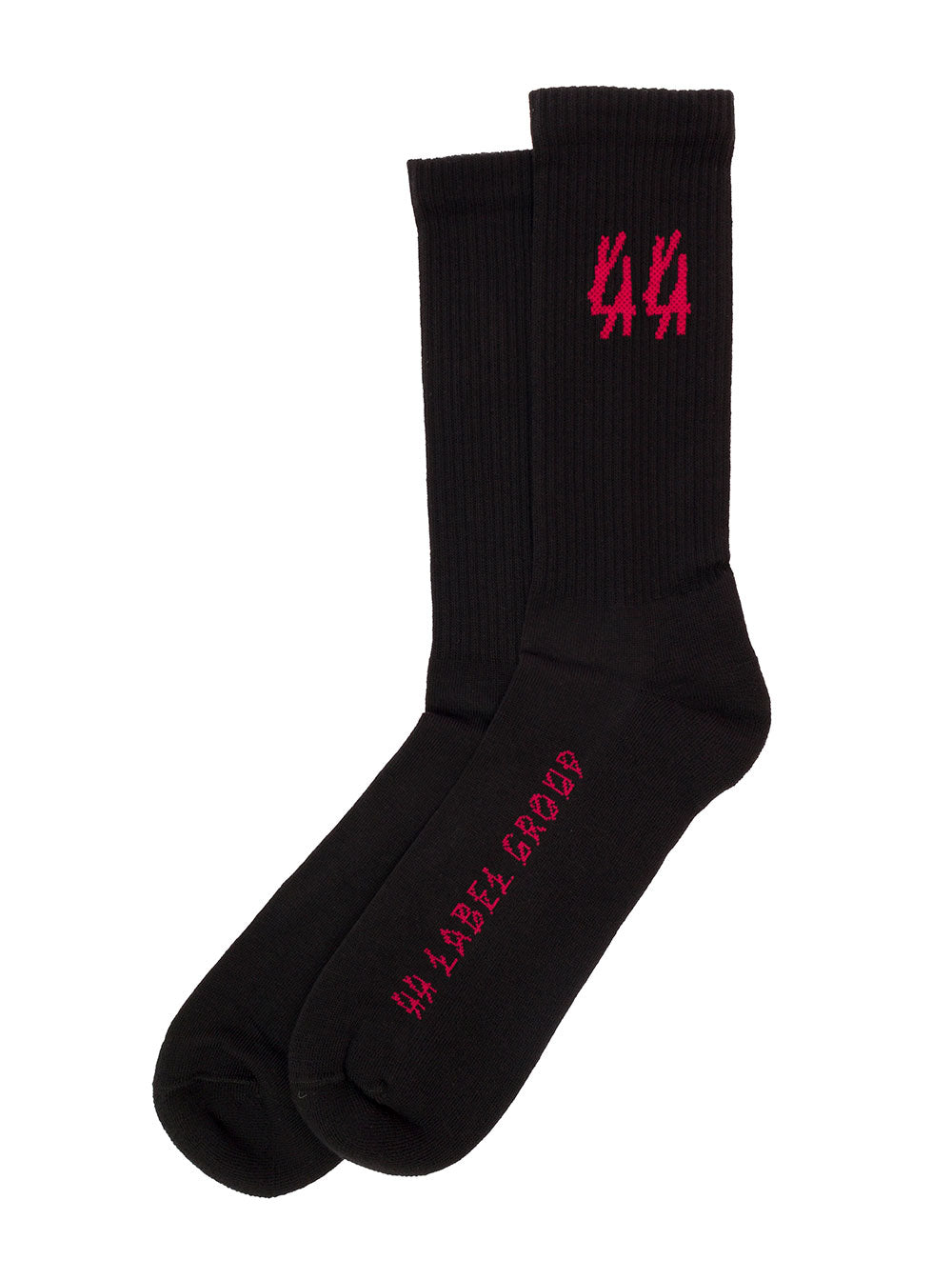Black Cotton Socks With Logo 44 Label Group Man Polyamide Elastane Underwear
