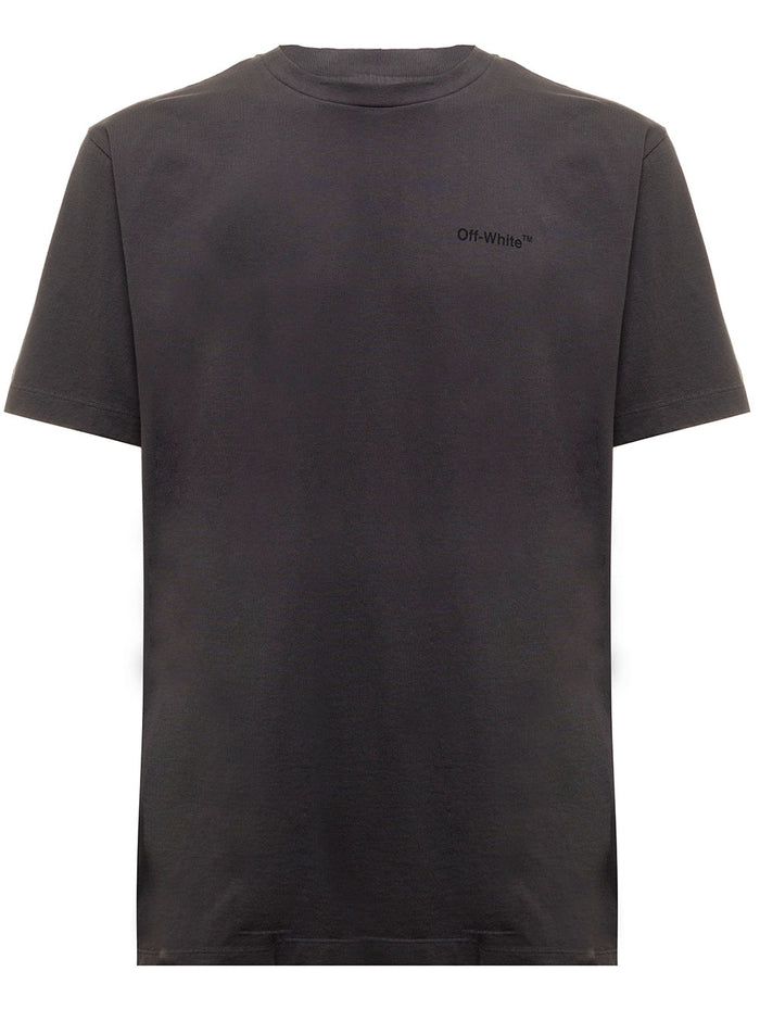 Grey Cotton Diag Tab T-Shirt Off White Man Black Tshirts And Polo Shirts