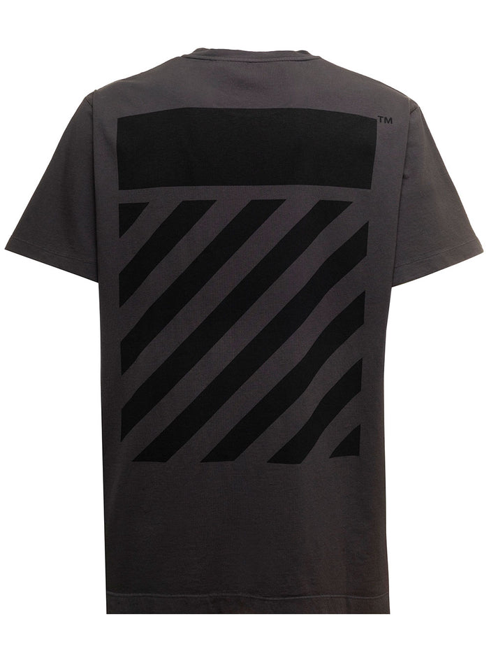 Grey Cotton Diag Tab T-Shirt Off White Man Black Tshirts And Polo Shirts