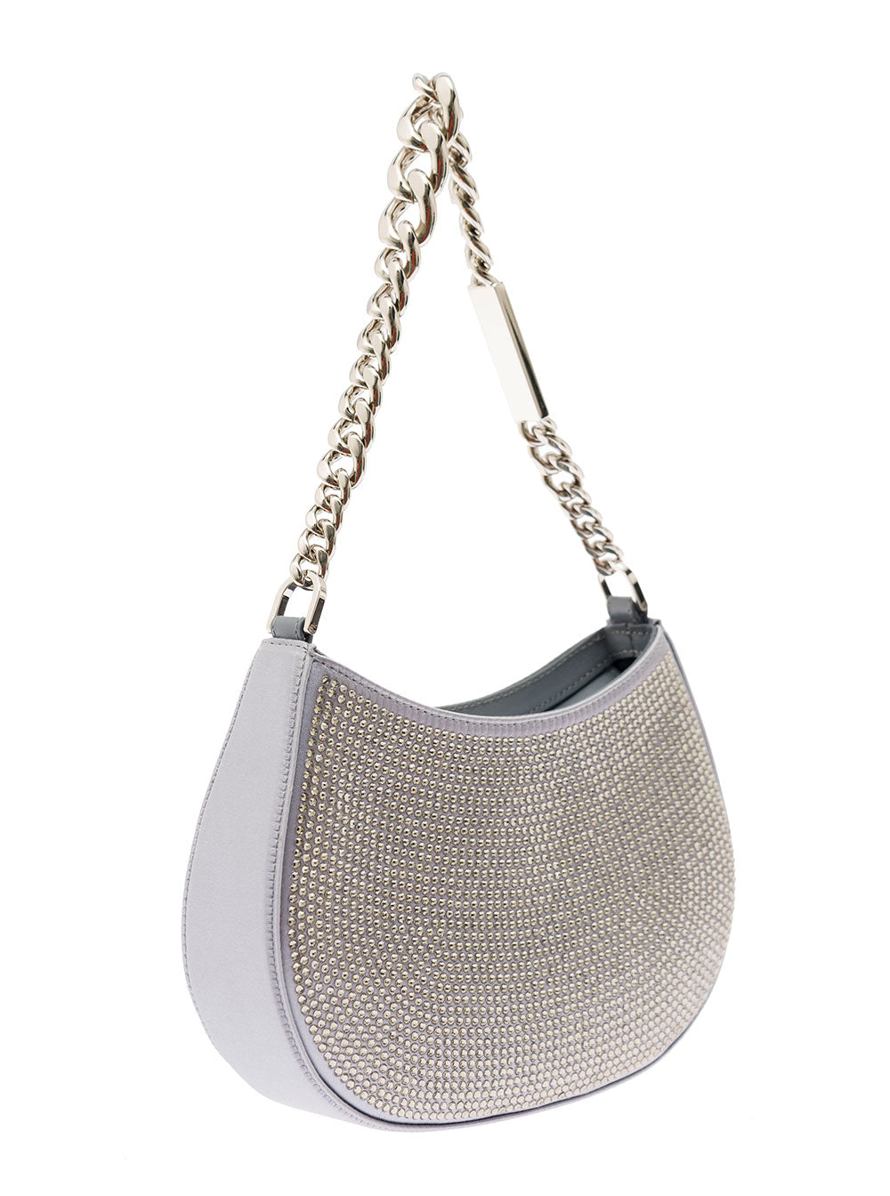 Hobo Silver Colored Satin Handbag With Strass Lanvin Woman Metallic Viscose Woven Silk Shoulder Bags