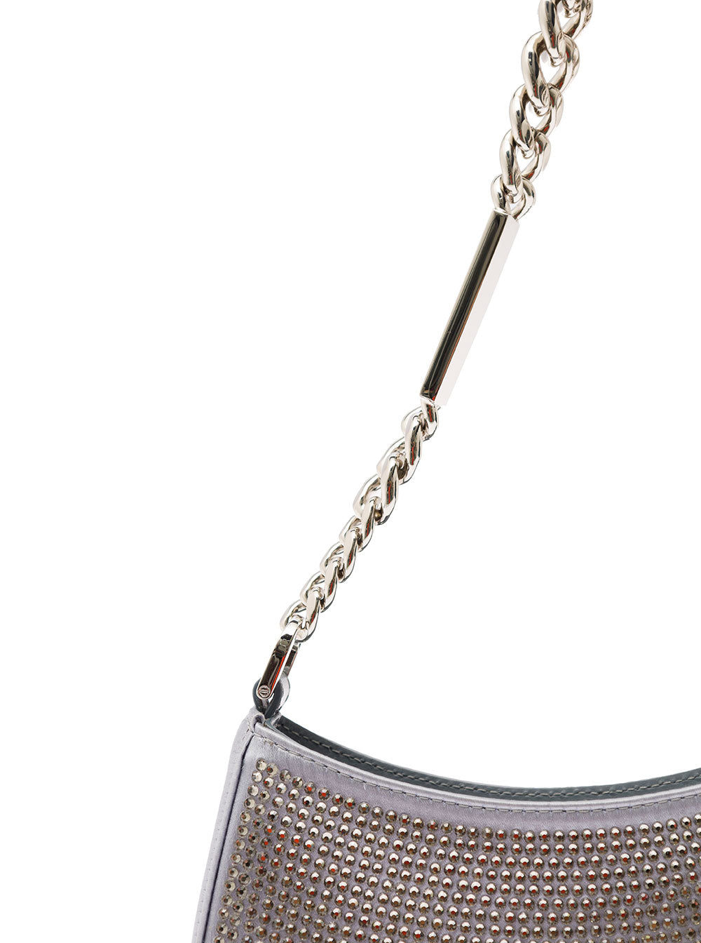 Hobo Silver Colored Satin Handbag With Strass Lanvin Woman Metallic Viscose Woven Silk Shoulder Bags