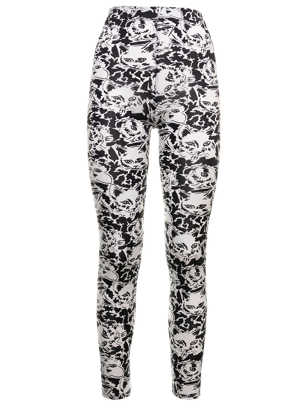 White And Black Stretch Fabric Cats Leggings Philosophy Di Lorenzo Serafini Woman Polyamide Elastane Trousers