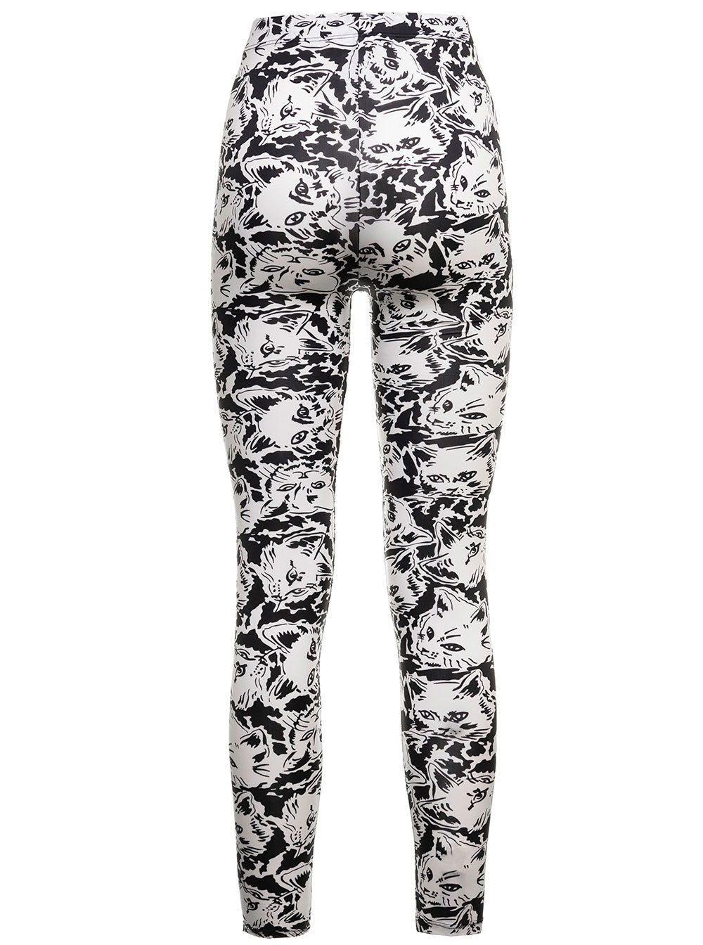White And Black Stretch Fabric Cats Leggings Philosophy Di Lorenzo Serafini Woman Polyamide Elastane Trousers