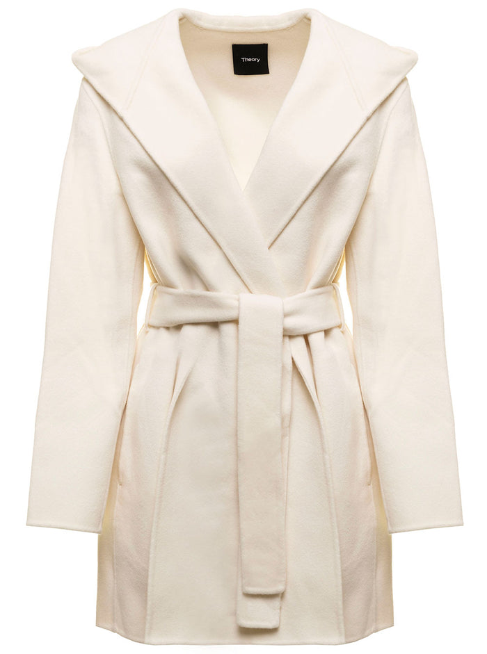 Overlay Wool And Cashmere White Coat Theory Woman