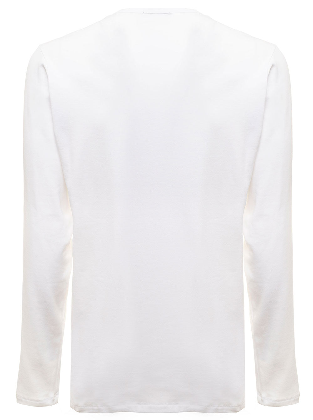 Henley White Cotton Long Sleeved T-Shirt Man Tom Ford Elastane Jersey