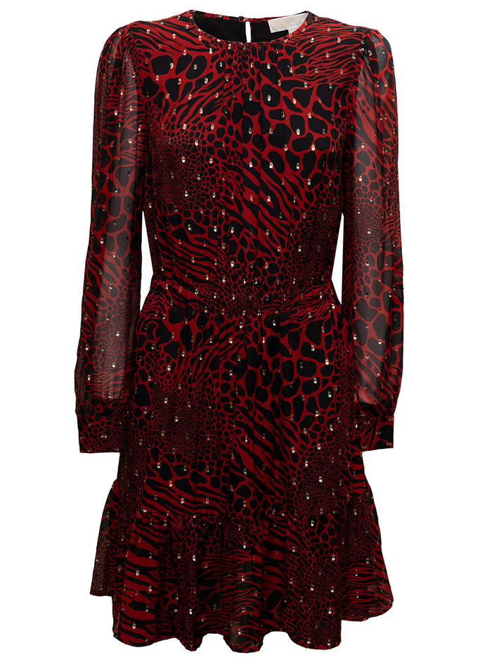Animalier Red Dress With Metallic Polka Dots Details M Michael Kors Woman Viscose