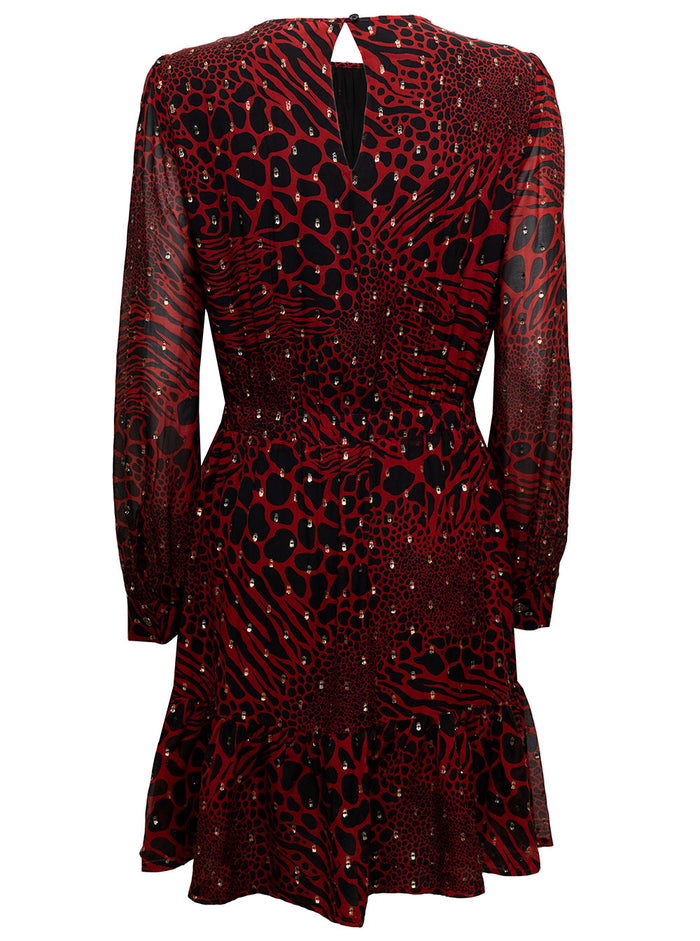 Animalier Red Dress With Metallic Polka Dots Details M Michael Kors Woman Viscose